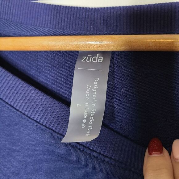 Zuda Navy Blue Oversized Sweater Poncho Style Top sz L - Picture 3 of 6